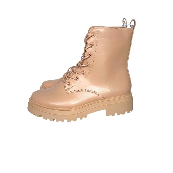 A New Day | Tan Lace-up Lug Sole Boots with Side Zipper | NIB - Picture 1 of 6